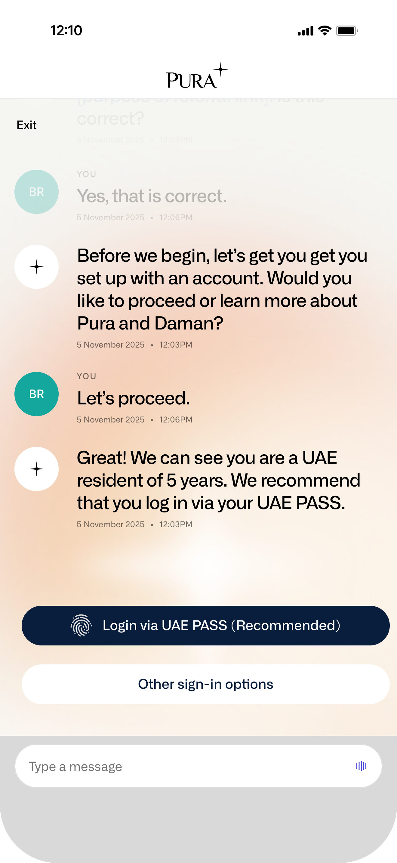 Conversational Onboarding — UAE PASS Recommended